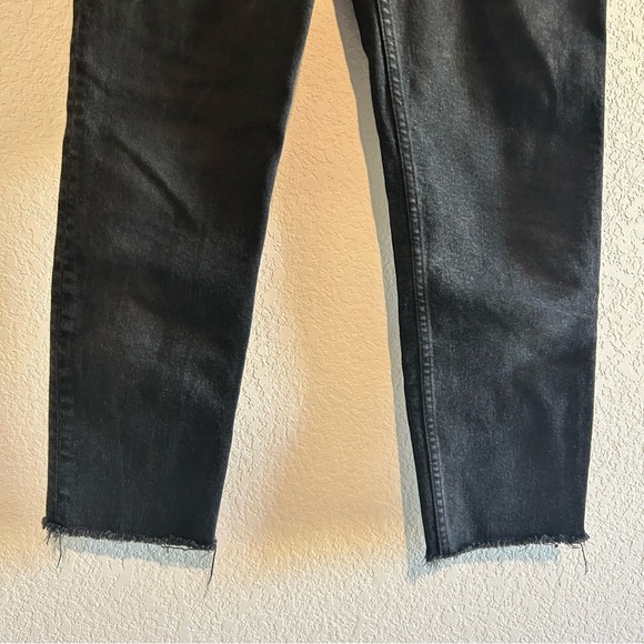 Re/Done High Rise Stovepipe Jeans 28 Jet Black Button Fly Raw Hem Crop - Picture 7 of 11